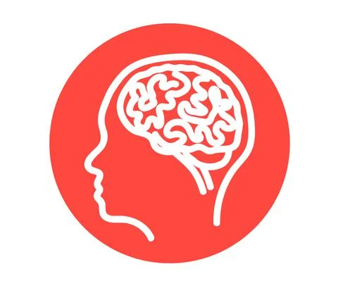 Human head and brain on the background. Silhouette. Stock Illustration
