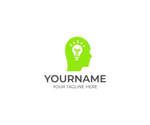 Human head and brain bulb logo design Stock Illustration