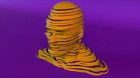 Human head and face formed by lines, 3D rendering. Computer generated background Illustrazione stock