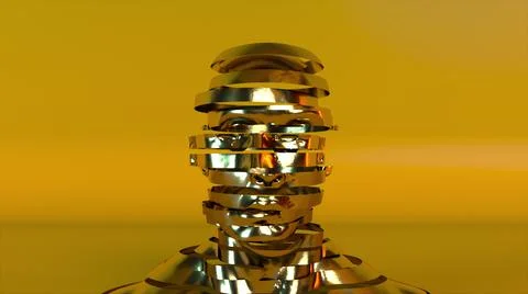 Human head and face formed by lines, 3D rendering. Computer generated background 스톡 일러스트