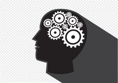 Human head and gears brain idea concept Stock Illustration