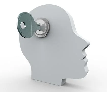 Human head and key Stock Illustration