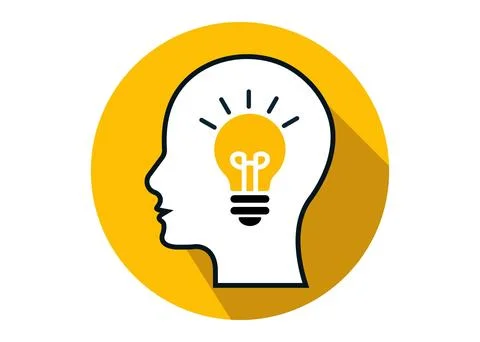 Human Head and Light Bulb Symbol 스톡 일러스트
