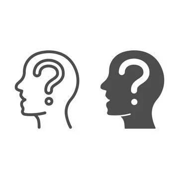 Human head and question line and solid icon, startup concept, Thinking man sign Stock Illustration