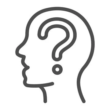 Human head and question line icon, startup concept, Thinking man sign on white Illustrazione stock