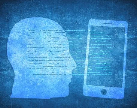 Human head and smartphone Stock Illustration