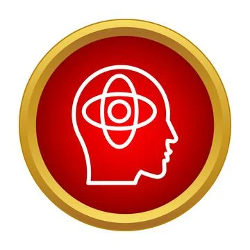 Human head with atom symbol representing intelligence Ilustración de archivo