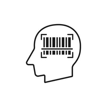 Human head with barcode scan  silhouette vector illustration Illustrazione stock