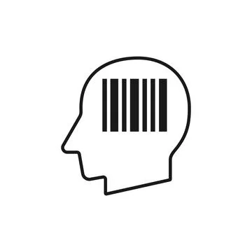 Human head with barcode silhouette vector illustration Stock Illustration