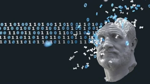 Human head in binary stream Stock Footage 164931621