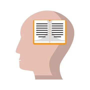 Human head book knowledge learning Stock Illustration