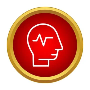 Human head with brain activity pulse line icon Stock Illustration