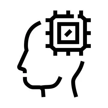 Human head with brain chip integrating artificial intelligence Stock Illustration