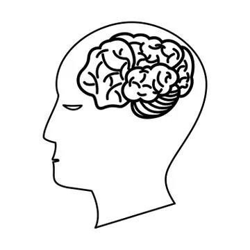Human head brain creativity outline イラスト素材