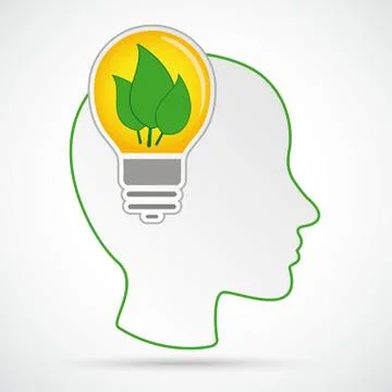 Human Head Brain Eco Foliage Stock Illustration