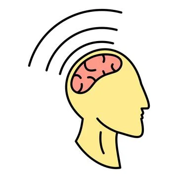 Human head with brain emitting signal waves Stock Illustration