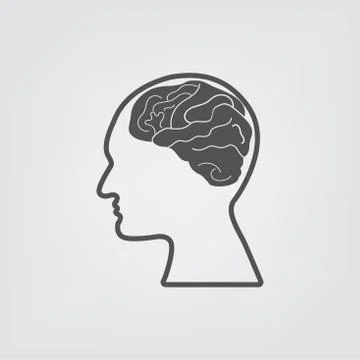 Human head with Brain. Head thinking. brain in head,brainstorm. Stock Illustration