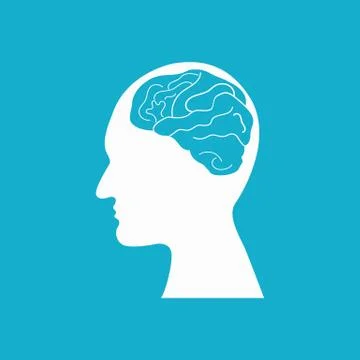 Human head with Brain. Head thinking. brain in head,brainstorm.  flat design Stock Illustration