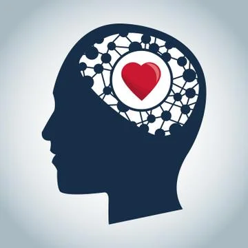 Human head brain heart function medical Stock Illustration
