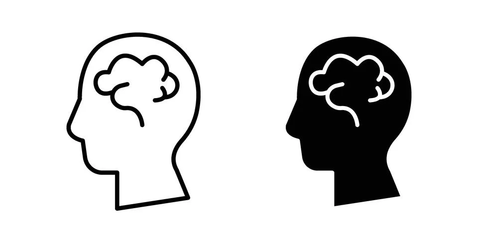 Human head with the brain icon bundle for website design projects Stockillustratie