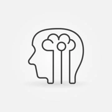 Human head with brain icon - vector artificial intelligence sign Stock Illustration