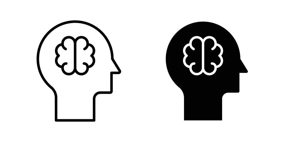 Human head with the brain icon for web projects Stockillustratie