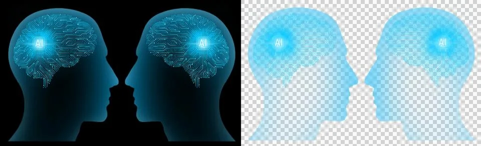 Human head with brain microchip Stock Illustration