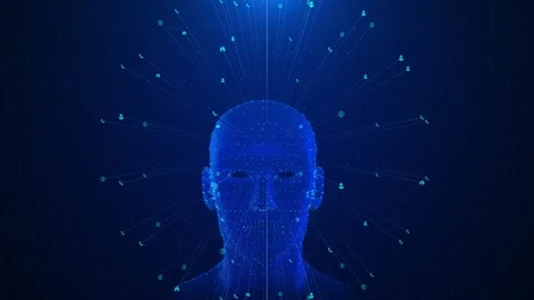 Human head brain network AI artificial intelligence Deep learning brain showing Stock Footage 312025124