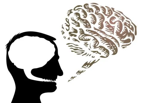 Human head with brain outside - isolated illustration Illustrazione stock