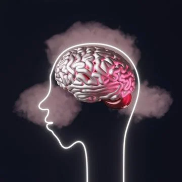 Human head brain pop up thought cloud 3d rendering creative art.Mental health Stock Illustration