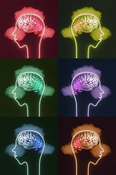 Human head brain pop up thought cloud 3d rendering creative art Mental heal.. Stock Illustration