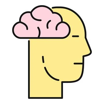 Human head with brain symbolizing thinking process Stock Illustration