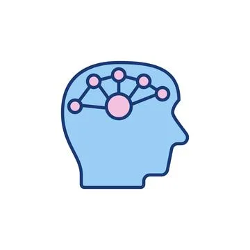 Human Head with Brain Synapse vector concept colorful icon イラスト素材