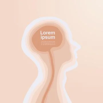 Human Head Brain Template Creative Silhouette With Copy Space Stock Illustration