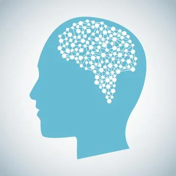 Human head brain think function Stock Illustration