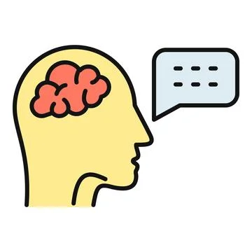 Human head brain thinking and communicating icon Illustrazione stock