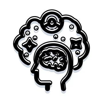 Human head with brain thinking creative ideas Stock Illustration