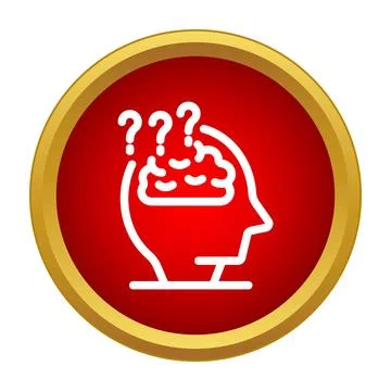 Human head brain thinking with question marks icon Stock Illustration