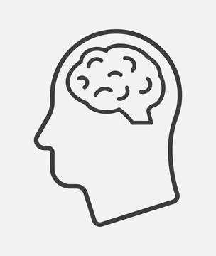 Human head with the brain vector line icon Stock Illustration