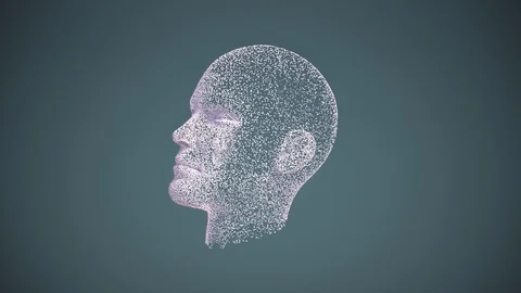 Human head breaks up into small elements. 3D illustration Stock Footage 124517504