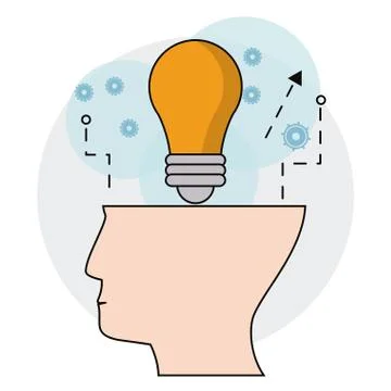 Human head bulb idea creativity Stock Illustration