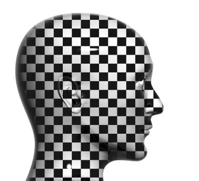 Human head with checkered texture Stock Illustration