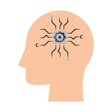 Human head with chip technology Vector illustration Stock Illustration