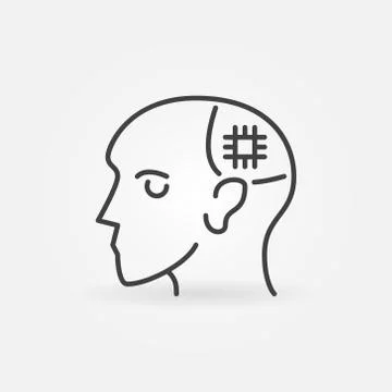 Human Head with Chip vector concept line icon Stock Illustration