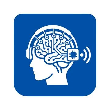 Human head with circuit brain and smart chip headphones, symbolizing advanc.. Stock Illustration
