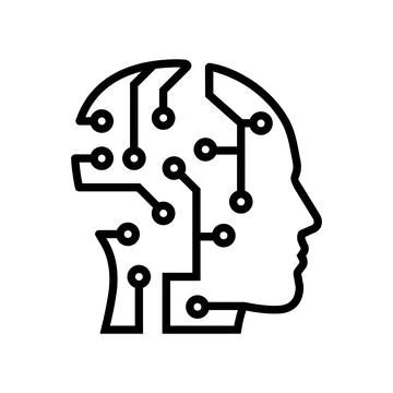 Human head. Circuit scheme icon in outline style. Stock Illustration
