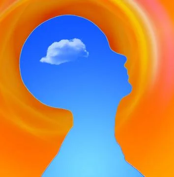 Human Head with cloud inside Stock Illustration