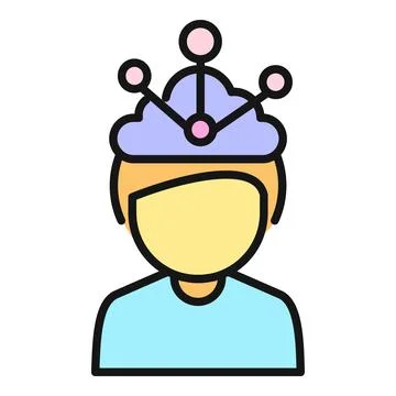 Human head with cloud network representing ai processing Illustrazione stock