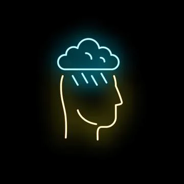 Human head with cloud raining representing depression concept Stock Illustration