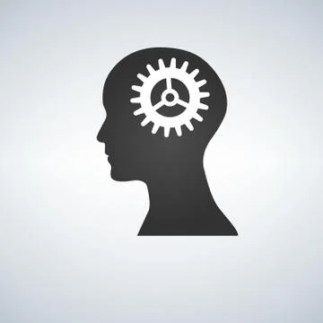 Human head with cog gear inside Stock Illustration